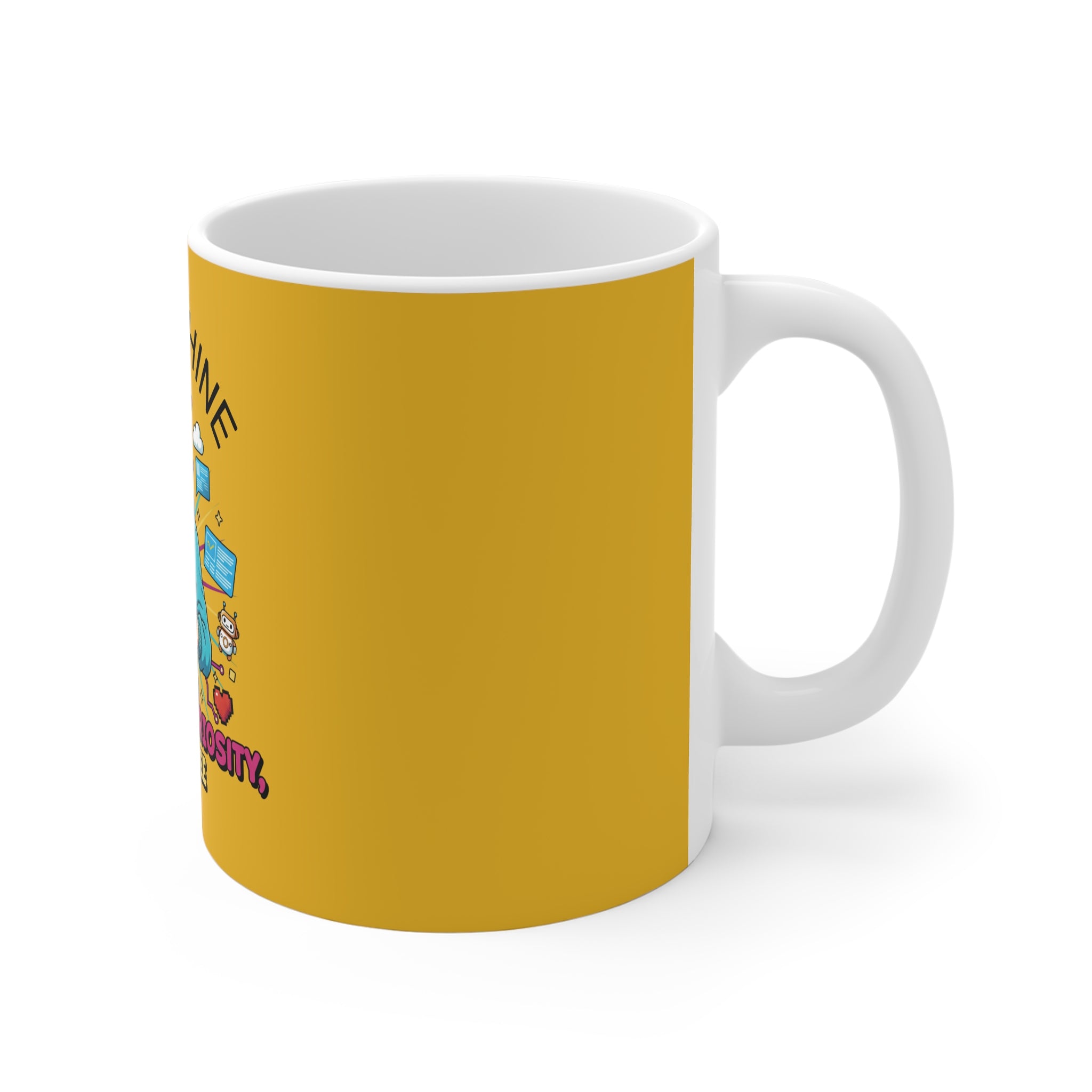 Motivational ceramic coffee mug plain yellow back design