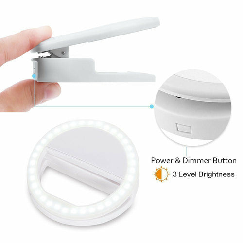 Clip-On LED Selfie Ring Light for Phone, Tablet & Laptop