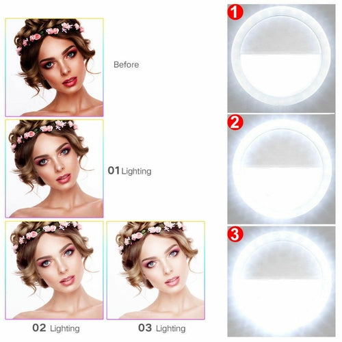 Clip-On LED Selfie Ring Light for Phone, Tablet & Laptop